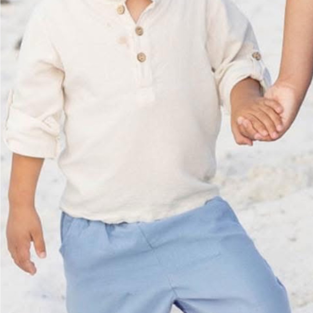 Cream and Blue Kids Matching Set